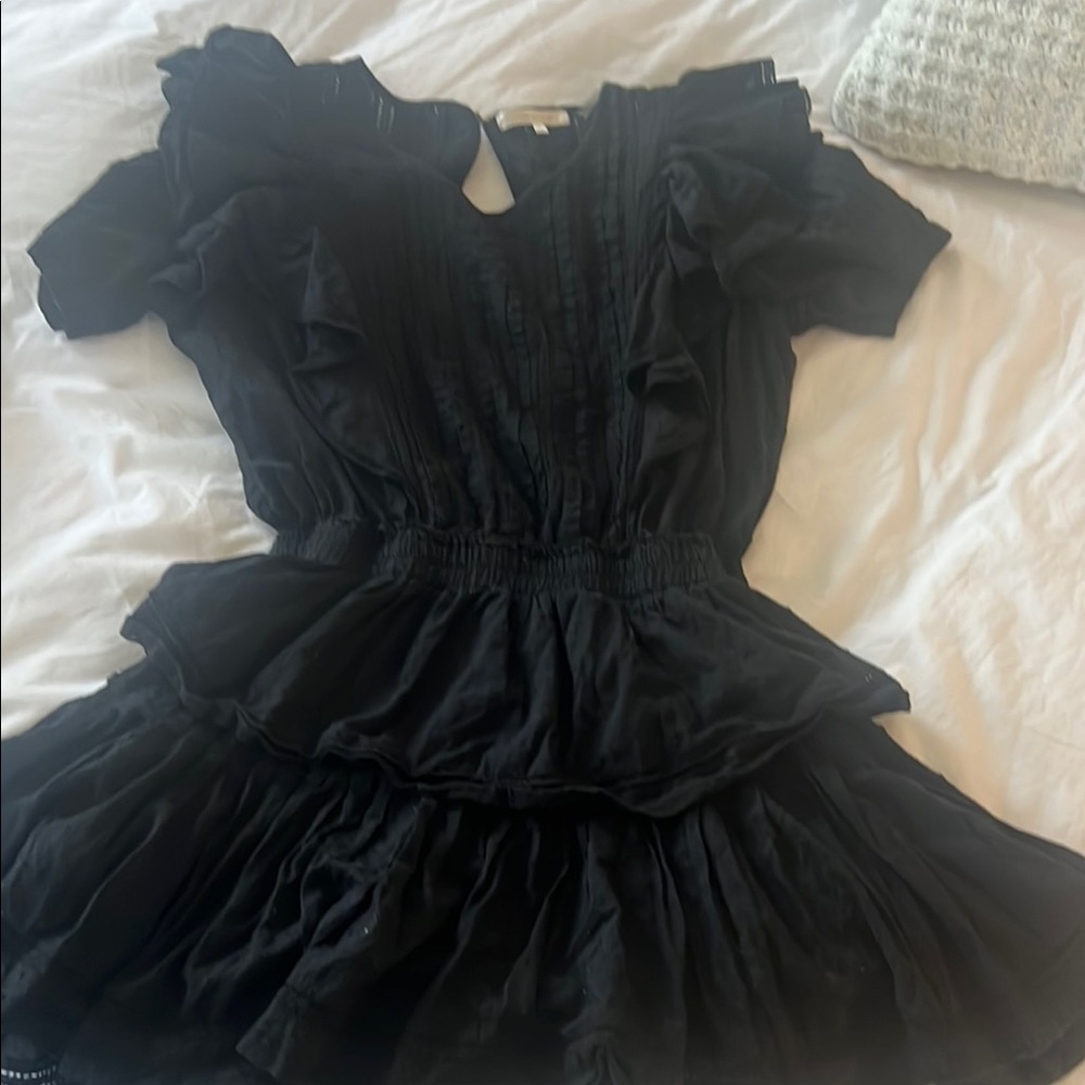 Love Shack Fancy Black Ruffled Dress